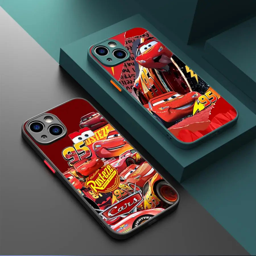Lightning McQueen Car Phone Case for iPhone 16 Pro 11 12 Mini 13 14 Pro 15 Pro Max 7 8 Plus XS Soft Edge Matte Shell