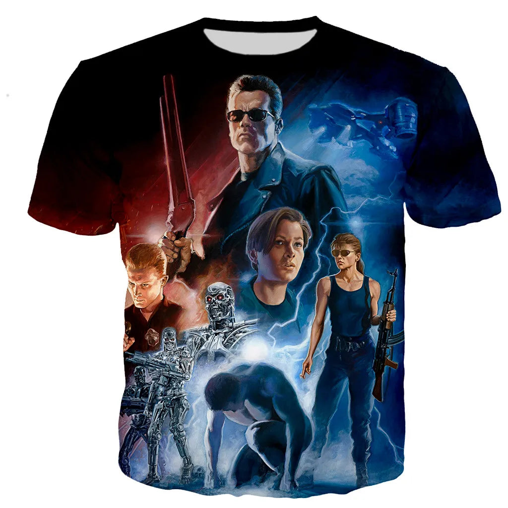 Movie Terminator T-Shirts Male 3D Print Men Women Fashion Short Sleeve O-Neck T Shirt Oversized Streetwear Kids Y2k Top Clothing