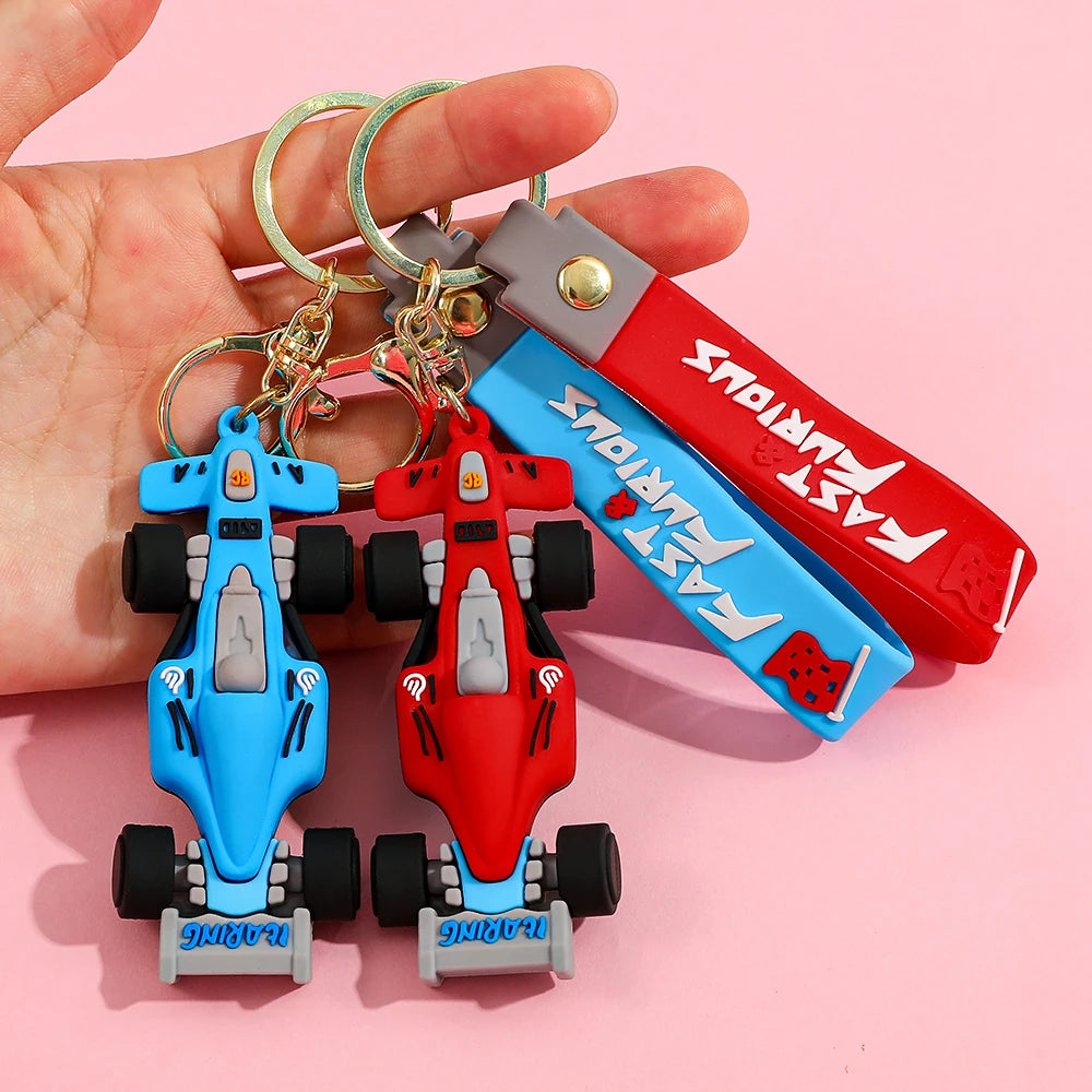 Formula Racing Car PVC Keychain, F1 Style Keychain Soft Rubber Key Ring, Motorsport Keychain for Men Women Racing Enthusiasts