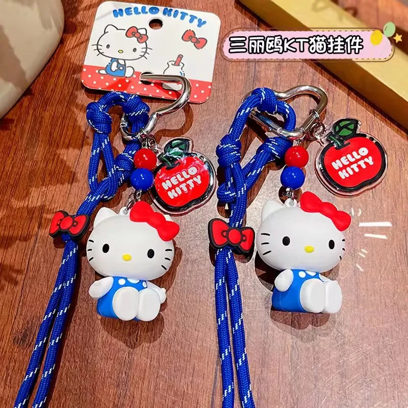 NEW Kawaii Sanrio Hello Kitty Doll Keychain Cartoon Cute PVC Car Key Anti-Lost Pendant Backpack Pendant Birthday Gift