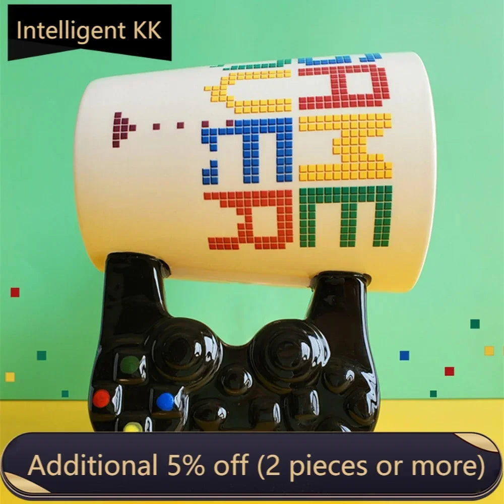 Ceramic Mugs Creative 3D Game Over Coffee Cups Student Milk Game Controller Handle Funny Mug Birthday Christmas Gamer Gift