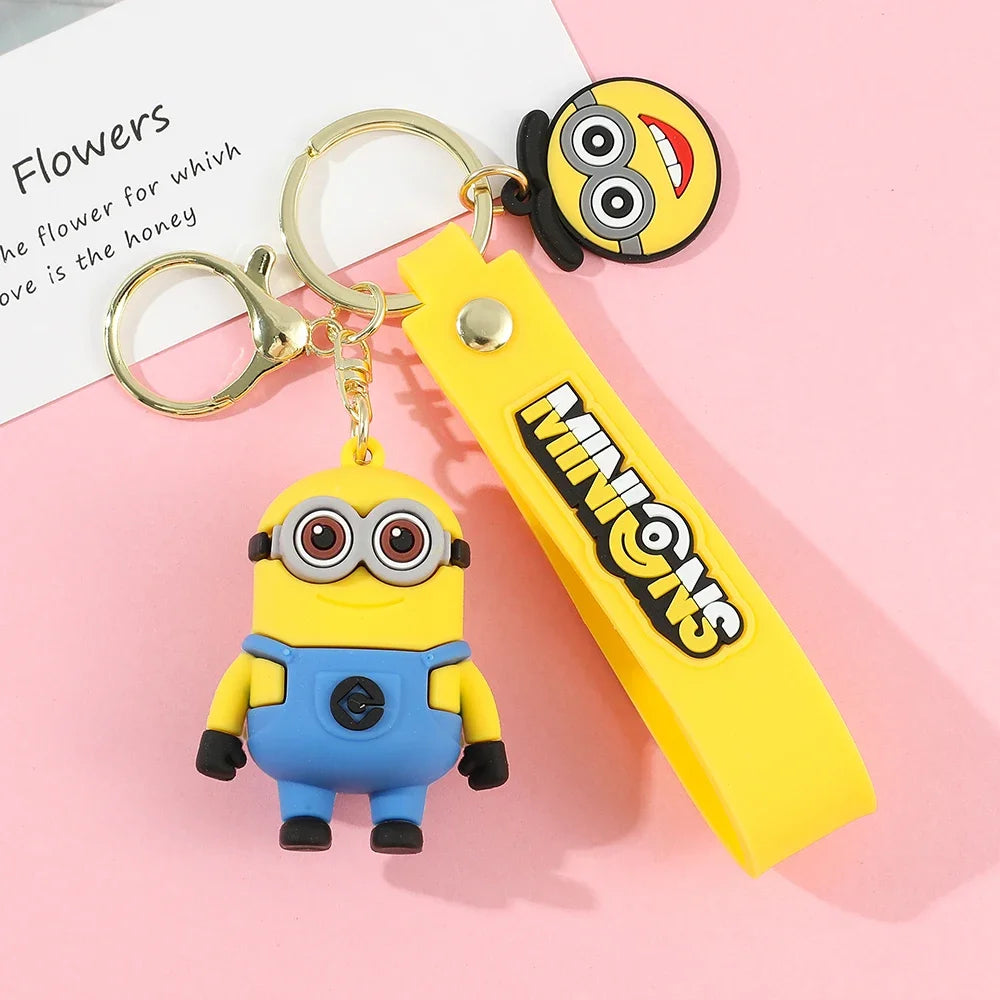 Cartoon Minions Keychain Kawaii Silicone Pendant Keyring Chinese Zodiac Cosplay Accessories for Car,Backpack,Keys