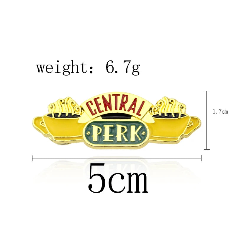 American TV Show Friends Central Perk Badge Brooch Coffee Time Enamel Pins Pendant for Friends Gifts