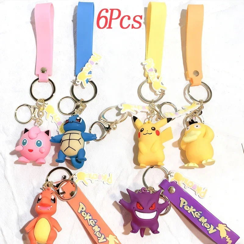 New Pokemon Pikachu Keychain Anime Cartoon Key--Chain Charmander Psyduck Fashion Keyring Pendant Accessories Toys--Kids Gifts