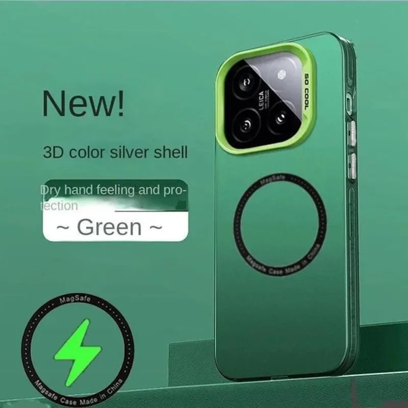 For Magsafe Wireless Charging Matte Frosted Case For Xiaomi 14 13 13T 14T Pro Color Semi-Transparent Shockproof Protection Cover