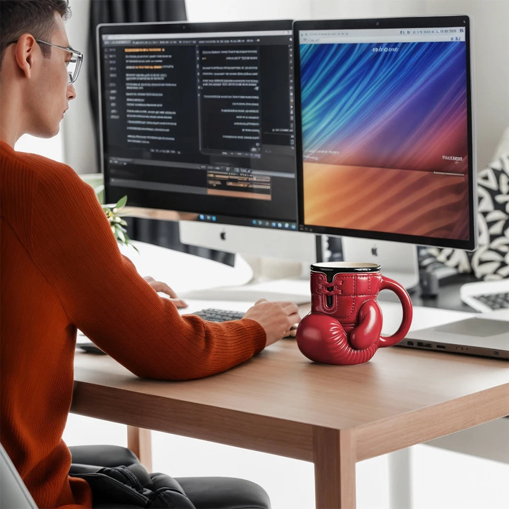 Newest Boxing Glove Mug Sport Themed Coffee Cup Funny Drinkware Kitchen Desktop Container with Handle Creative Home Gifts