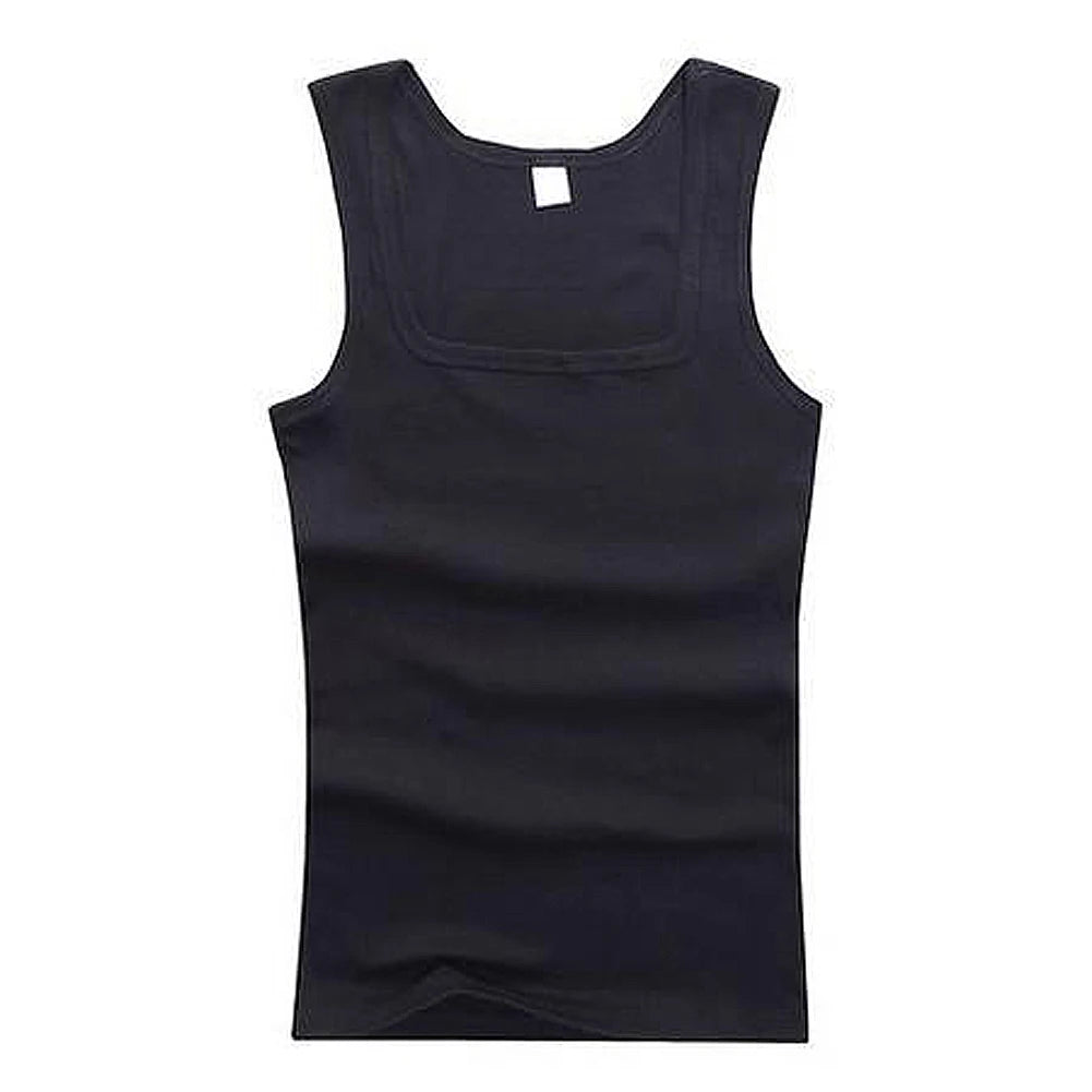 HOT Men's Four Seasons Black And White Classic Color Basic Vest Plus Size Youth Sports And Leisure Running Joker Bottoming
