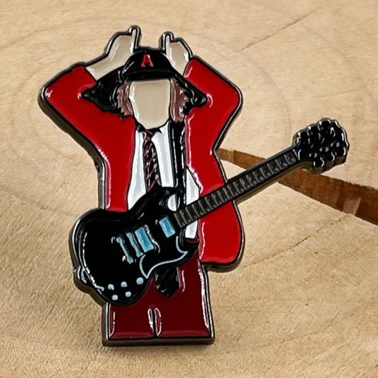 Rock Band Badge Guitarist Angus Young Enamel Pin Music Jewelry Fans Gift Fun Backpack Decorative