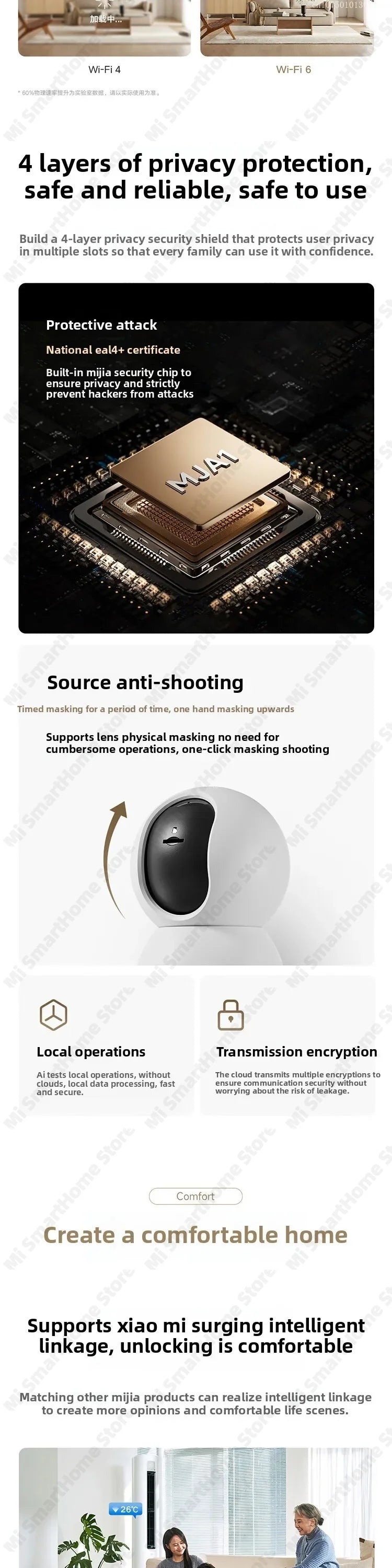 Xiaomi Smart Camera 4 Dual-band Wi-Fi 6 8MP 4K HDR AI Tracking Night Vision Two-Way Audio Home Security Baby Monitor Pet Camera