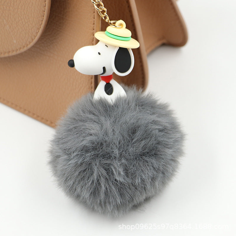 Kawaii Snoopy Keychain PVC Cute Cartoon Doll Keyring Pendant Couple Car Keyholder Creative Bag Charm Accessories Kids Gifts