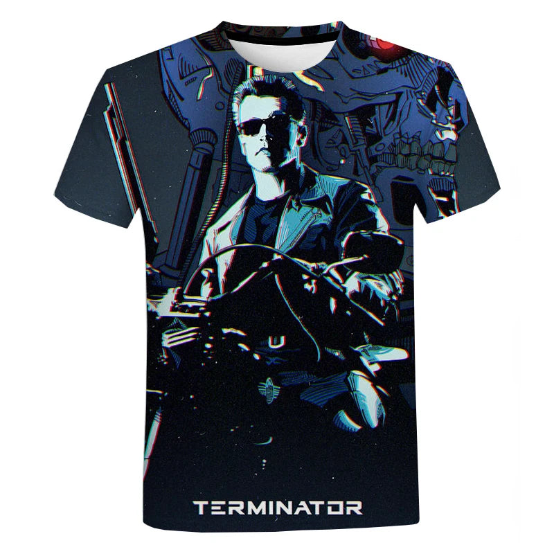 Movie Terminator T-Shirts Male 3D Print Men Women Fashion Short Sleeve O-Neck T Shirt Oversized Streetwear Kids Y2k Top Clothing