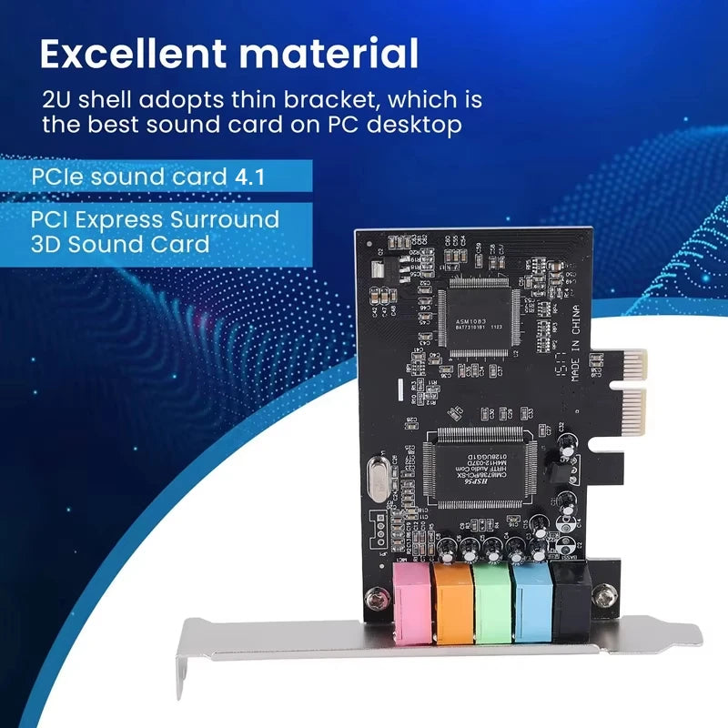 PCI-E 4.1 Sound Card Computer PCIE 4.1 Channel PCIe Audio 6 Channels 3D Games Music Digital Sound Card PCI Express Board