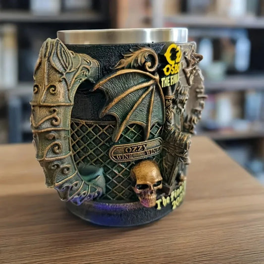 Ozzy Osbourne The Final Performance 3D Mug Stainless Steel Skull Water Cup Halloween Commemorative Mark Cup Gift for Fans Men