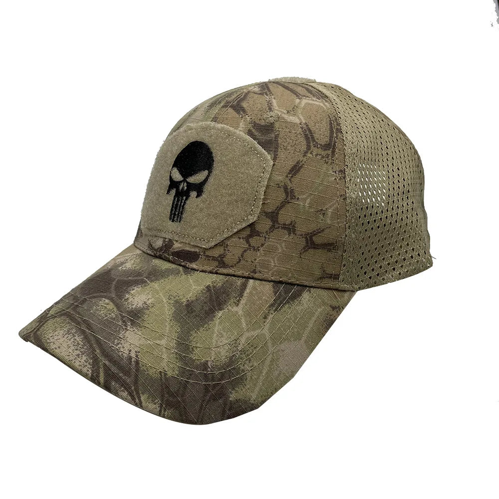 Tactical Camouflage Baseball Cap Mesh Breathable Special Forces Tactical Camo Hat Skull Duck Visor Hat
