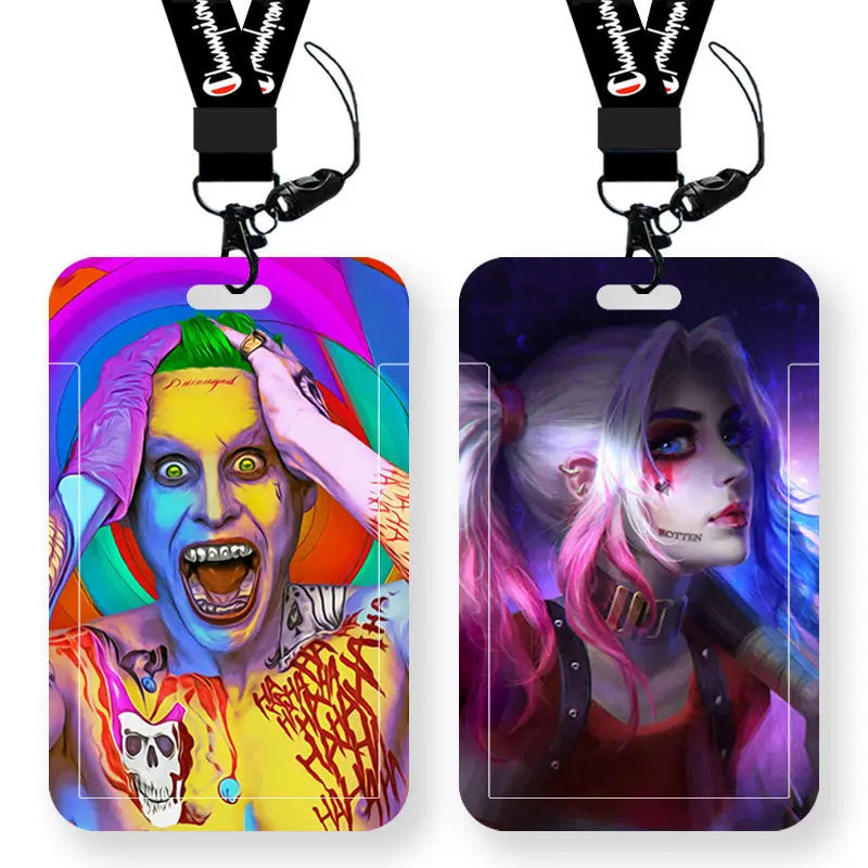 DC Joker Harley Quinn Anime Movie Periphery Student Campus Card Cover Creative Cartoon Lanyard Work Card Protective Cover Gifts