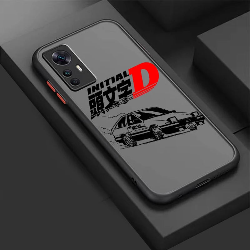 Initial D Anime Art Car Cool Frosted Translucent For Xiaomi Mi 13 12 12T 11T 11 11i 10T 10 9T Pro Lite Ultra 5G Back Phone Case