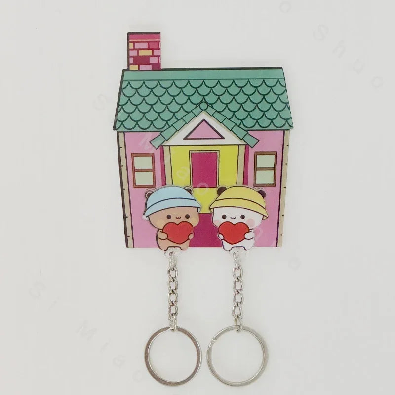 Key Holder Cute Couple Keychain Hanger Wall Home Decor Keyring Pendant Acrylic Nomagnetic Refrigerator Sticker Key Storager Gift