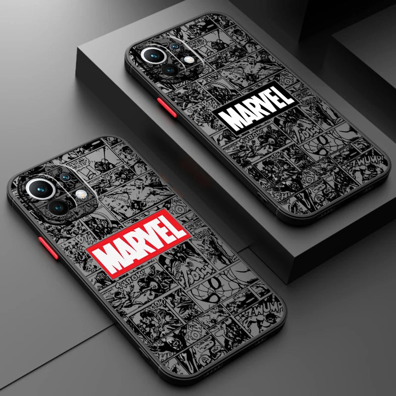 Marvel Avengers Logo Art Frosted Translucent For Xiaomi Mi 13 12 12T 11T 11 11i 10T 10 9T Pro Lite Ultra 5G Phone Case
