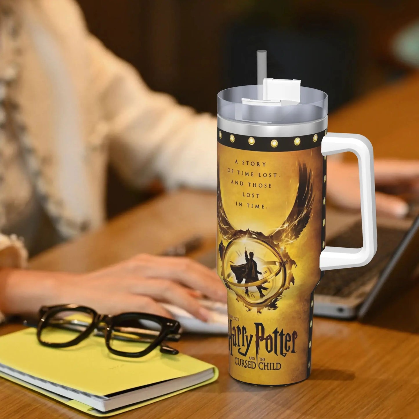 H-HARRY Movie Car Mugs With Straws  P-POTTER Travel Cold and Hot Water Bottle Portable Large Capacity Coffee Mug