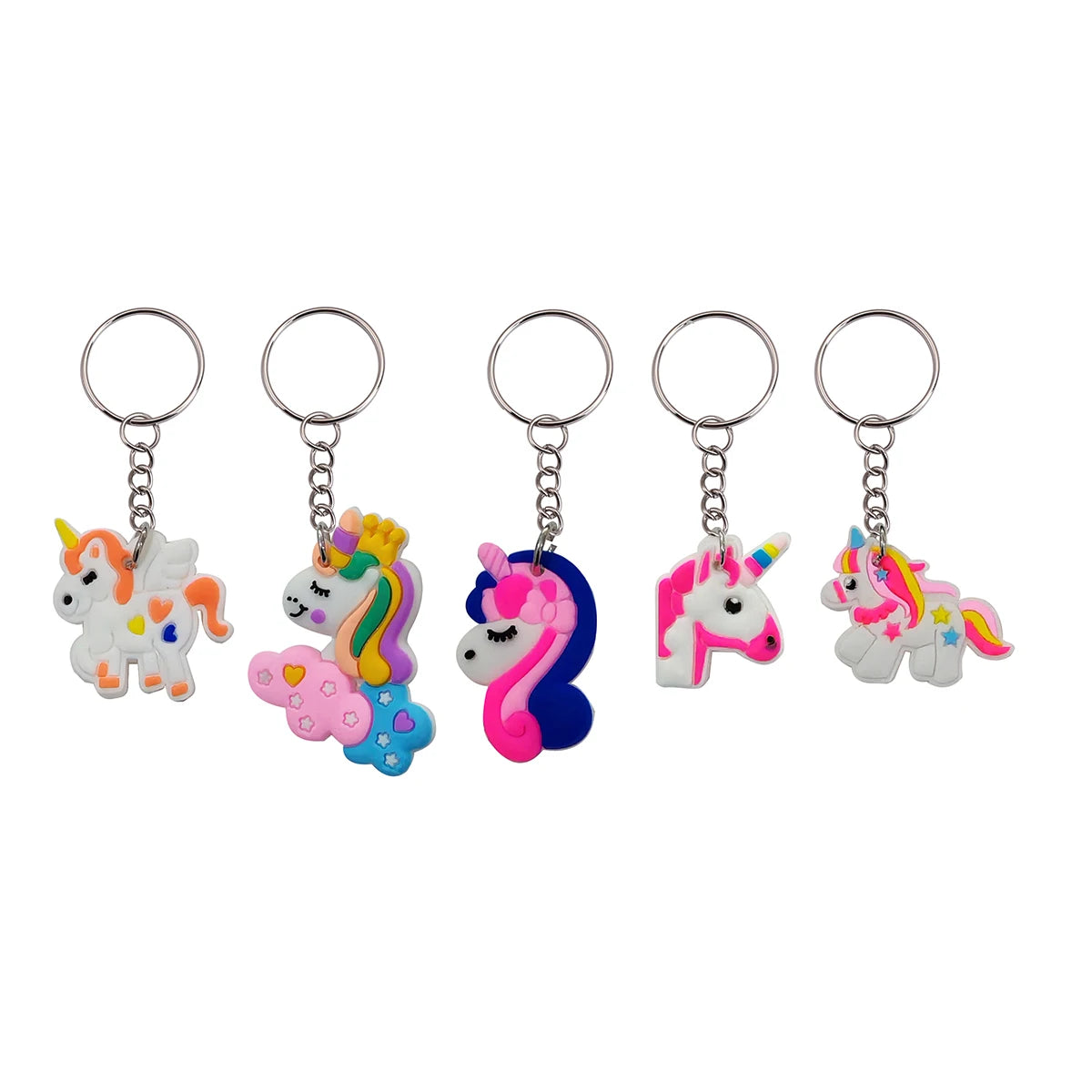 33pcs Cute PVC Animal Keychain Cartoon unicorn Key Chain Ring Fashionable decoration Wallet bag Accessories Ideal Party Gifts