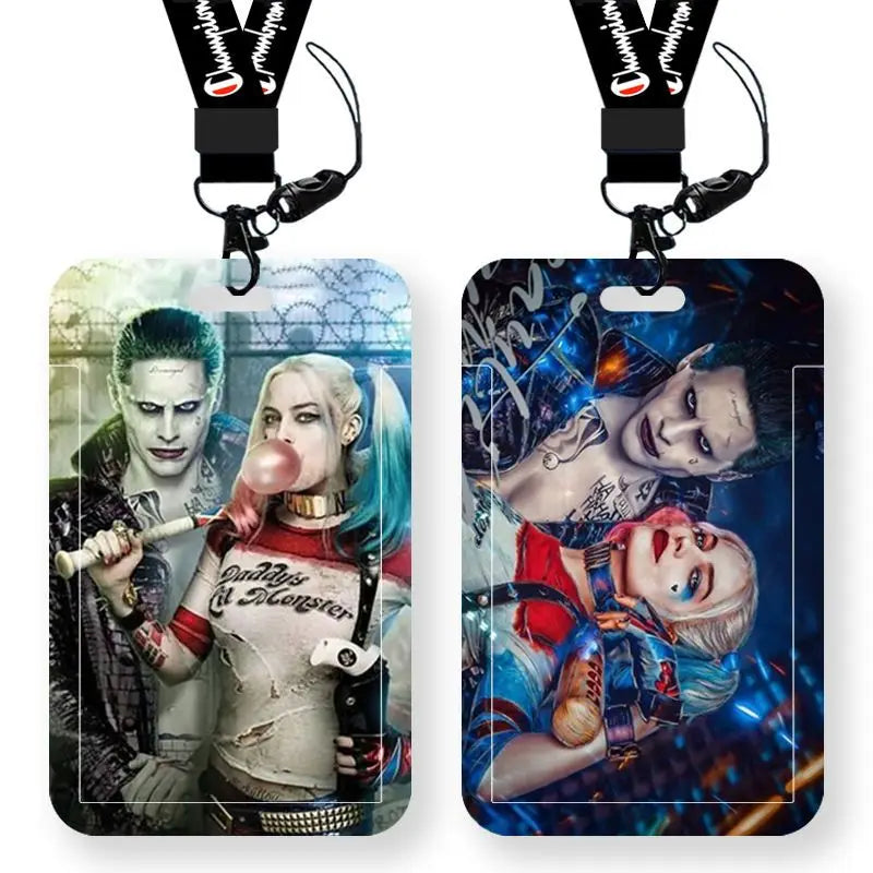 DC Joker Harley Quinn Anime Movie Periphery Student Campus Card Cover Creative Cartoon Lanyard Work Card Protective Cover Gifts