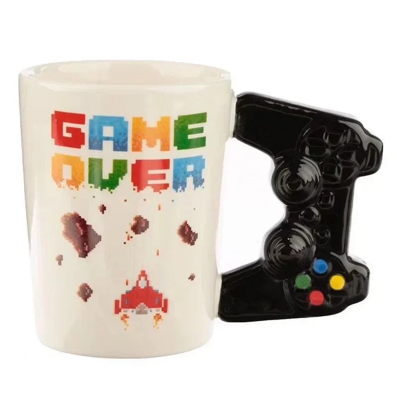 Ceramic Mugs Creative 3D Game Over Coffee Cups Student Milk Game Controller Handle Funny Mug Birthday Christmas Gamer Gift