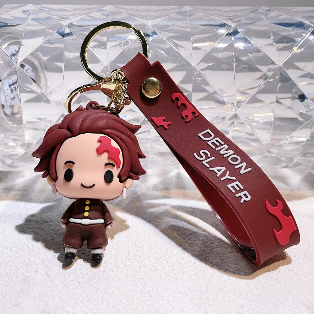 Anime Demon Slayer Pendant Keychain Cute Kamado Tanjirou Rengoku Kyoujurou Keychain Cosplay Keyring Souvenir Gift
