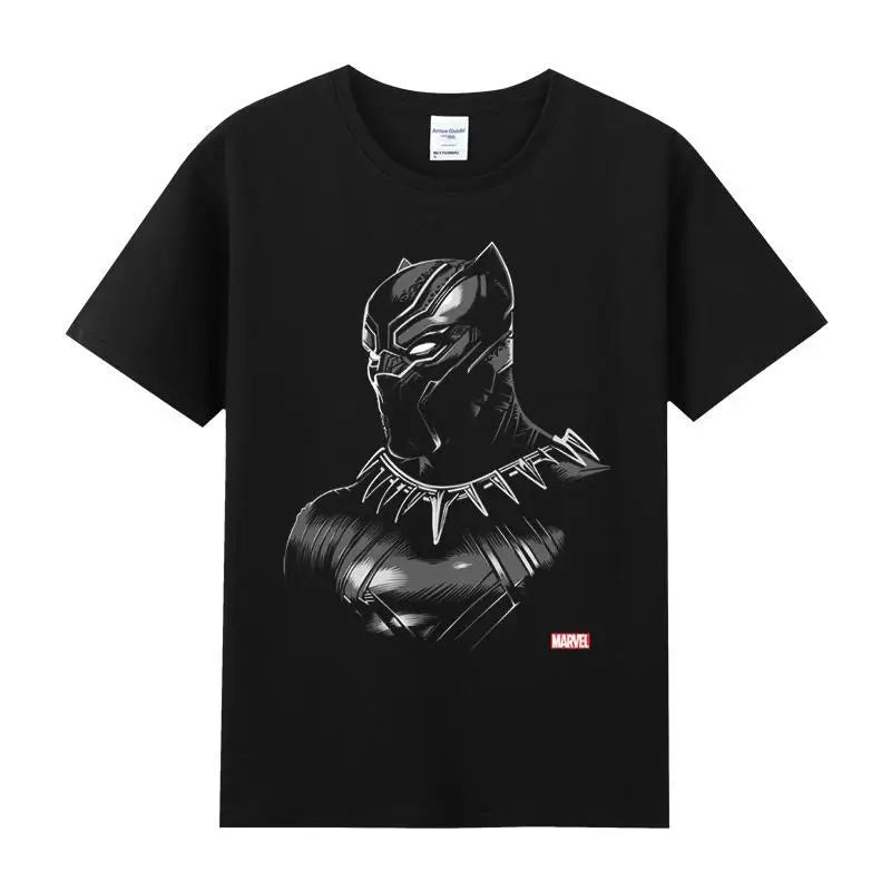 Black Panther Marvel Superhero Graphic Print Cotton T Shirt Men Casual Short Sleeve Tees Streetwear Comic Movie T-shirt Mens