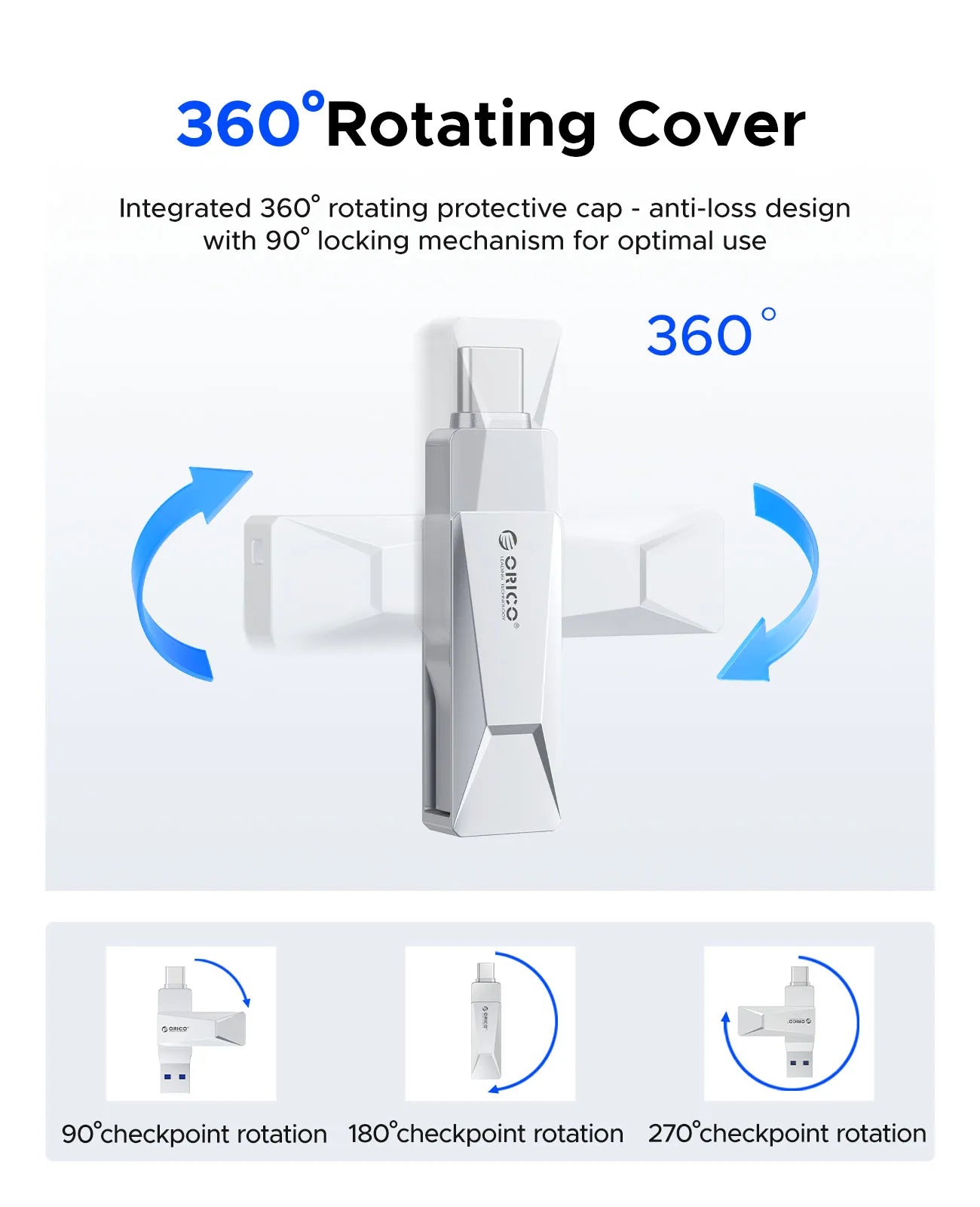 ORICO USB C Flash Drive Dual USB 3.2 Flash Drive Type C + USB A Portable Type-C Flash Drive 2-in-1 USB-C Thumb Drive