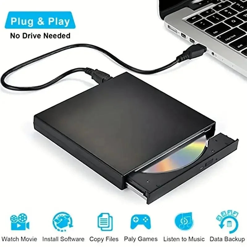 USB External CD DVD Reader CD/DVD Drive USB 2.0 External Disk Drive CD-ROM DVD-ROM Burner Player For Laptop Desktop DVD Burner