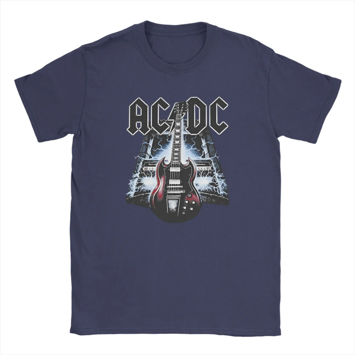 Casual Rock Band ACDC T-Shirt Men Crew Neck Cotton T Shirt  Short Sleeve Tee Shirt Big Size Tops