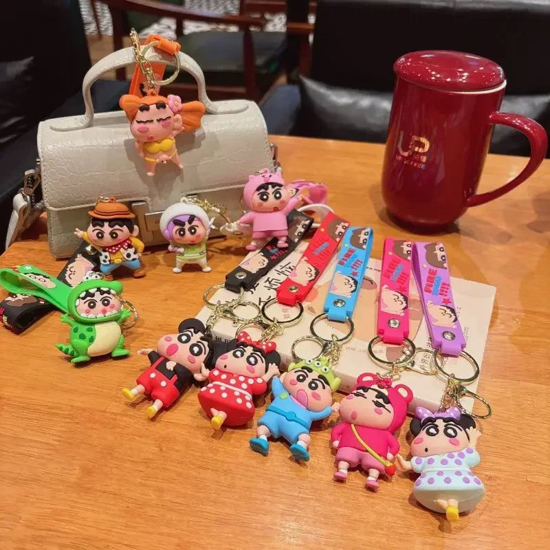 Cartoon Crayon Shinchan PVC Keychain Cute Transformation Doll Bag Pendant Gift Keychain Collectible Toys Backpack Decoration