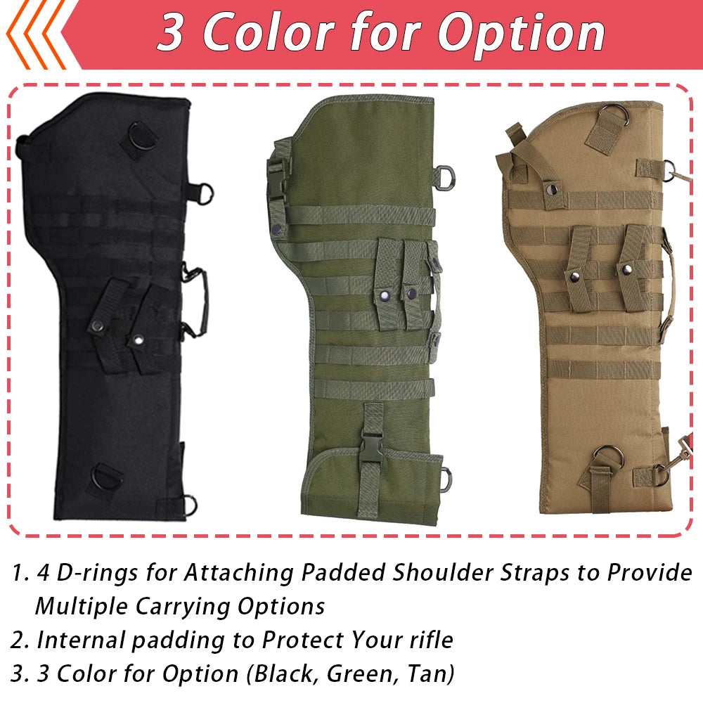 Tactical Rifle Scabbard Padded Shotgun Holster & Open-Top Sling Bag with Adjustable Shoulder Strap for Quick-Draw Carry