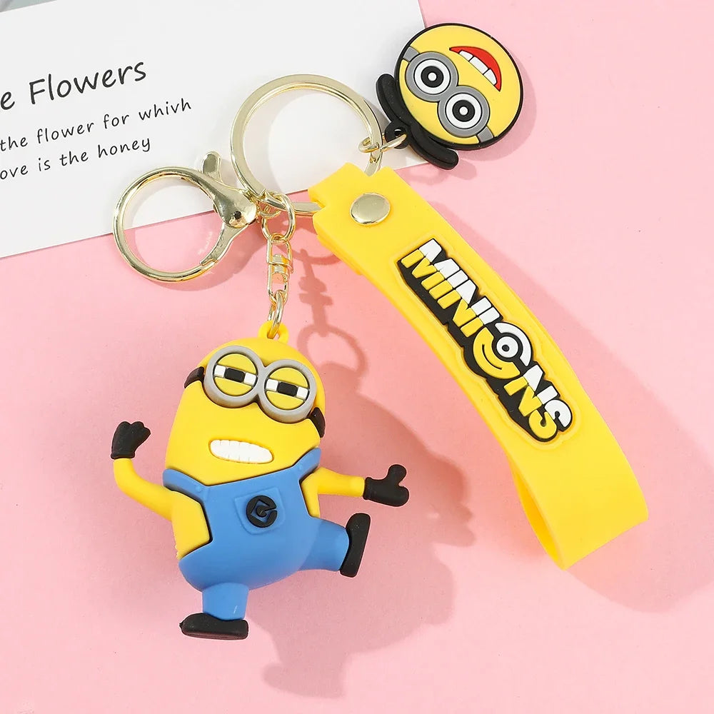 Cartoon Minions Keychain Kawaii Silicone Pendant Keyring Chinese Zodiac Cosplay Accessories for Car,Backpack,Keys