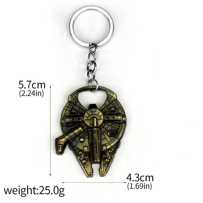 Star Wars Keychain Cartoon Millennium Falcon Spaceship Keyring Pendant Metal Bottle Opener Accessories Fans Gifts Toy