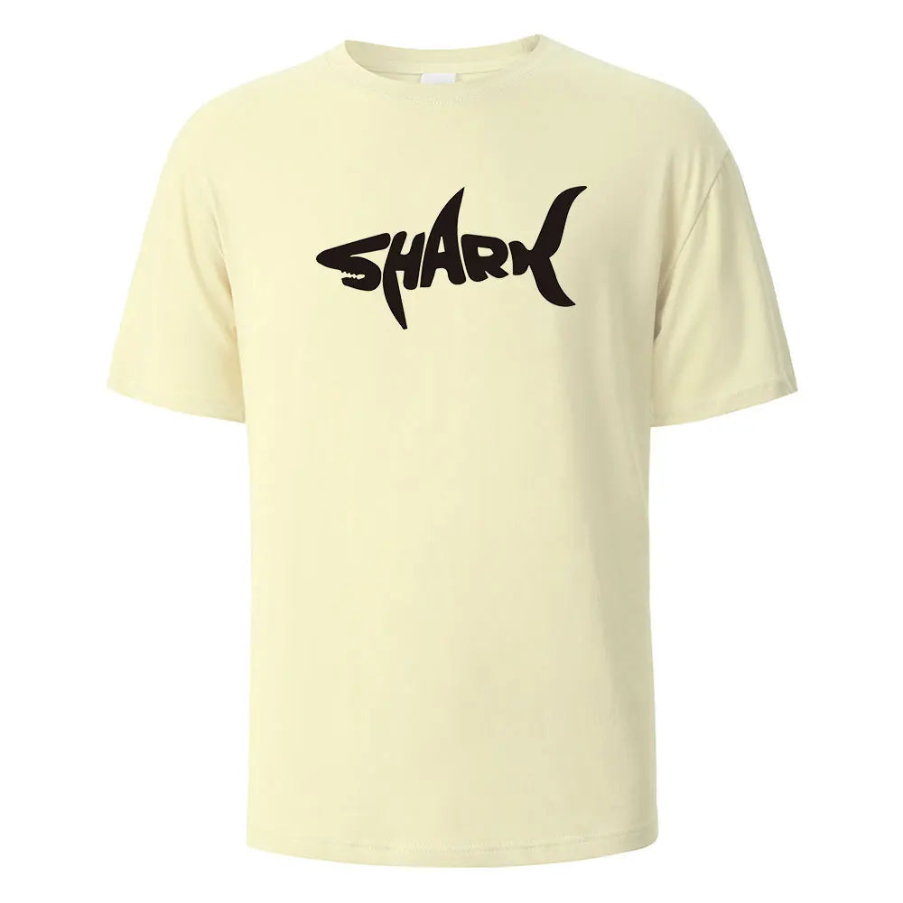 Shark Print T-Shirt 100% Cotton Summer Tees For Men Women Oversize Casual Tops