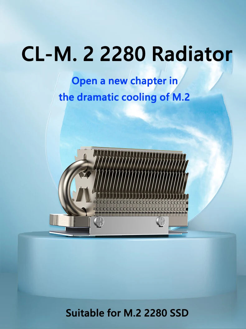 COOLLEO HR-09 M.2 2280 SSD Heatsink Fully Electroplated Reflow Welding AGHP HeatPipe 2280 NVMe SSD Cooler