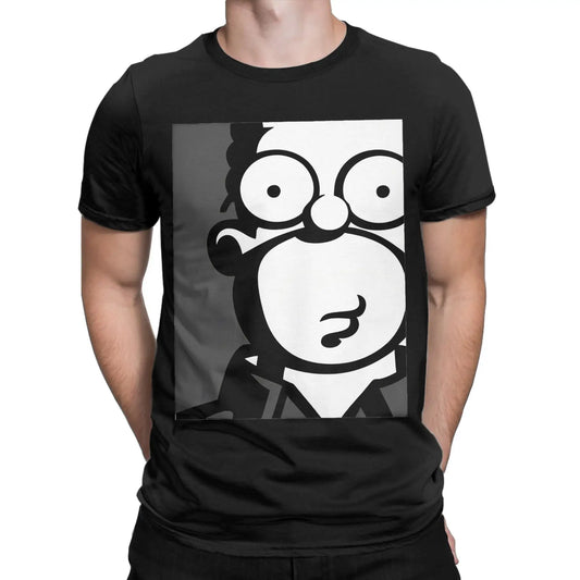 Men Homer Simpsons Funny T Shirts  Pure Cotton Tops Leisure Short Sleeve Crewneck Tee Shirt Plus Size T-Shirts