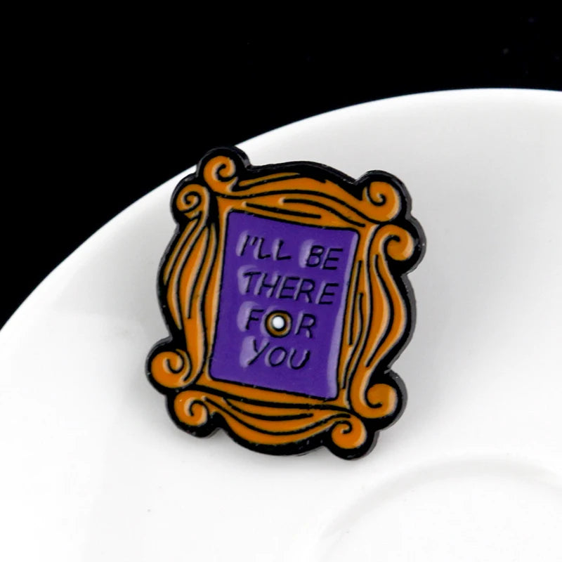 American TV Show Friends Central Perk Badge Brooch Coffee Time Enamel Pins Pendant for Friends Gifts