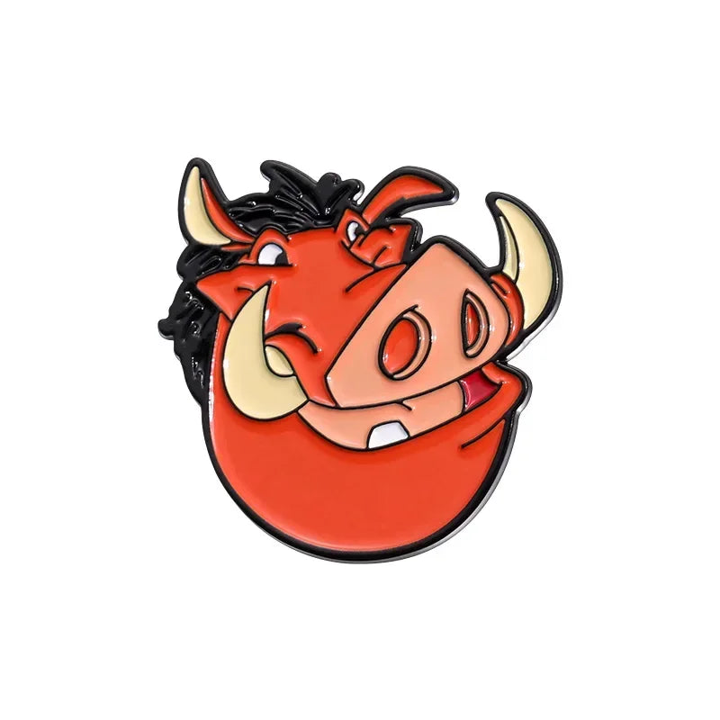 Cartoon Movie The Lion King Creative Enamel Pins Pig Pumbaa Timon Metal Brooches Lapel Badges Accessories Fans Gifts