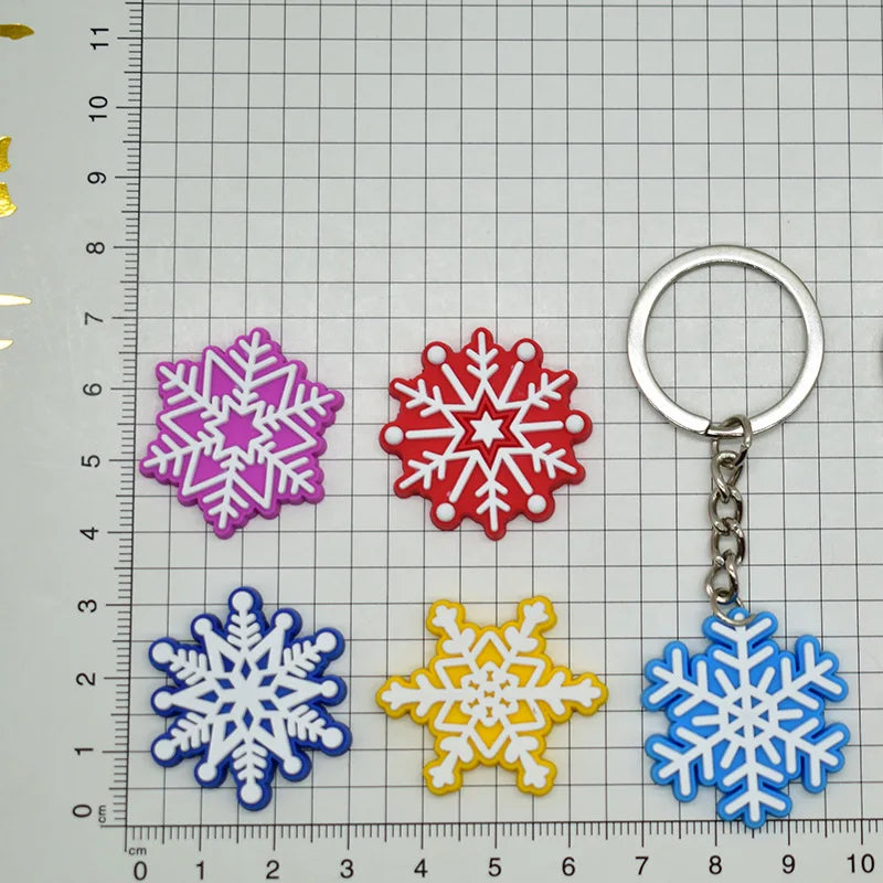 Snowflake Series Keychain New 2D PVC Soft Rubber Backpack Decoration Christmas Gift Car Free DIY Keychain Accesorios Bag Charm