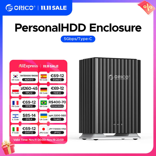 ORICO HDD Docking Station 2Bay 5Bay Type-C Personal Storage 12V 4A Power Supply Silent Design Strong Heat Dissipation 3.5"