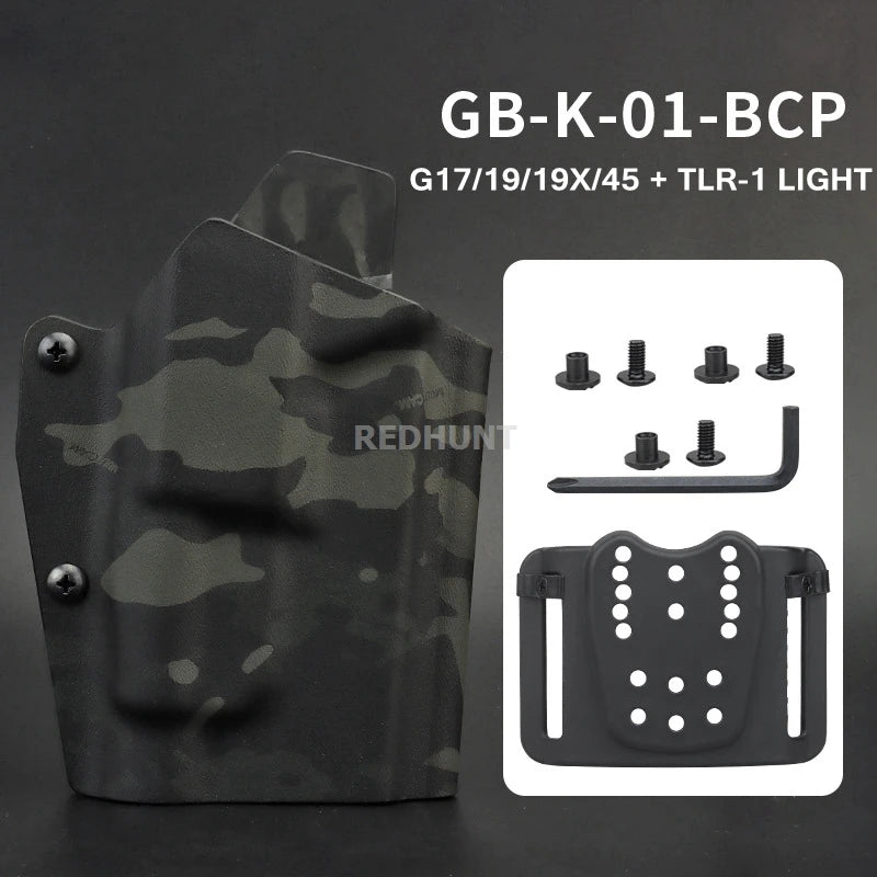 Hunting Gun Holster Kydex Pistol Case Light TLR-1 X400 X300 XC1 Bearing Waist Gun Bag for G17/19/19X/45/43/43X/20/29