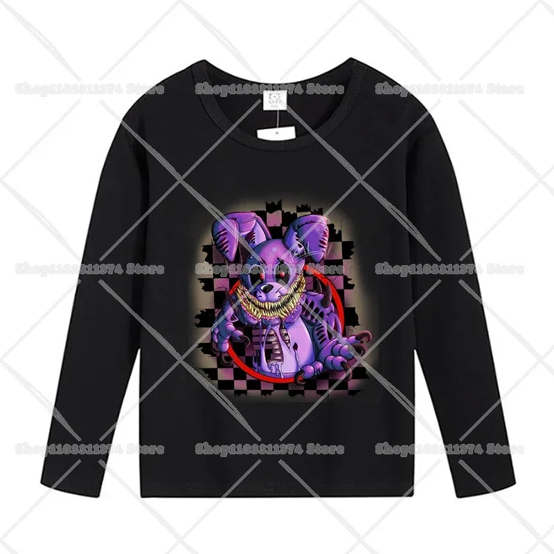 Five Nights At Freddys Long Sleeves Kids T-shirts Anime FNAF Tee Tops Cotton Fashion Children Clothes Undershirt Birthday Gift