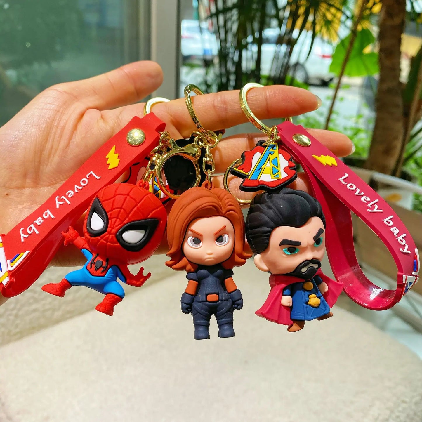 Q Version of The Marvel Series Keychain Cartoon Creative Spider-Man Doll Key Ring Schoolbag Car Key Chain Pendant Student Gifts