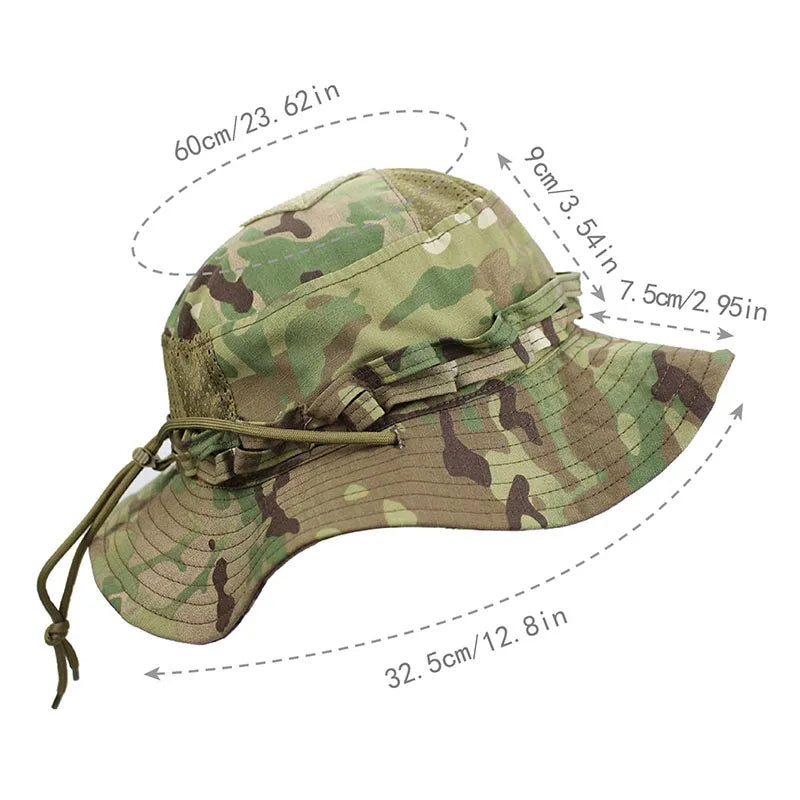 Tactical 2.0 Boonie Hat Summer Mesh Camouflage Combat Cap Multicam Outdoor Sports Training Fishing Hiking Camping Hunting Hats