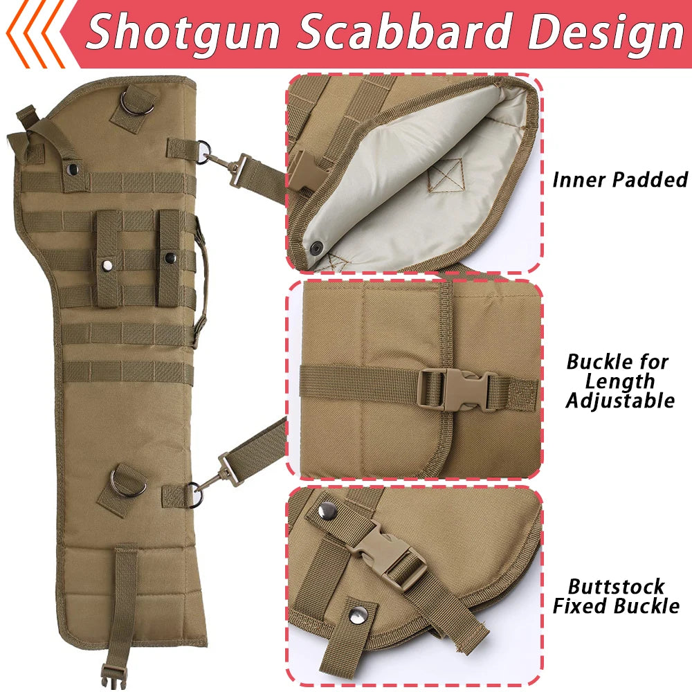 Tactical Rifle Scabbard Padded Shotgun Holster & Open-Top Sling Bag with Adjustable Shoulder Strap for Quick-Draw Carry