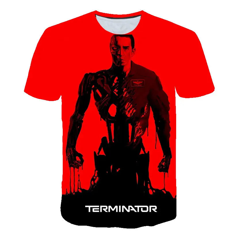 Movie Terminator T-Shirts Male 3D Print Men Women Fashion Short Sleeve O-Neck T Shirt Oversized Streetwear Kids Y2k Top Clothing