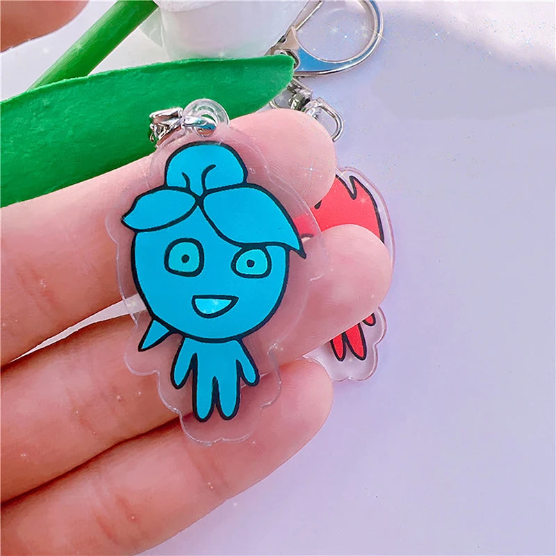 Innovative Ice and Fire Man Acrylic Keychain, Animation Game Series Inspired Trinket, Cute Gift for Children