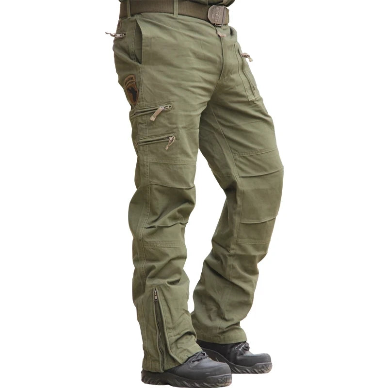 Tactical Cargo Pants 100% Cotton Work Pants Airborne Vintage Air Assault Multi Pockets Joggers Trousers Embroidered Streetwear